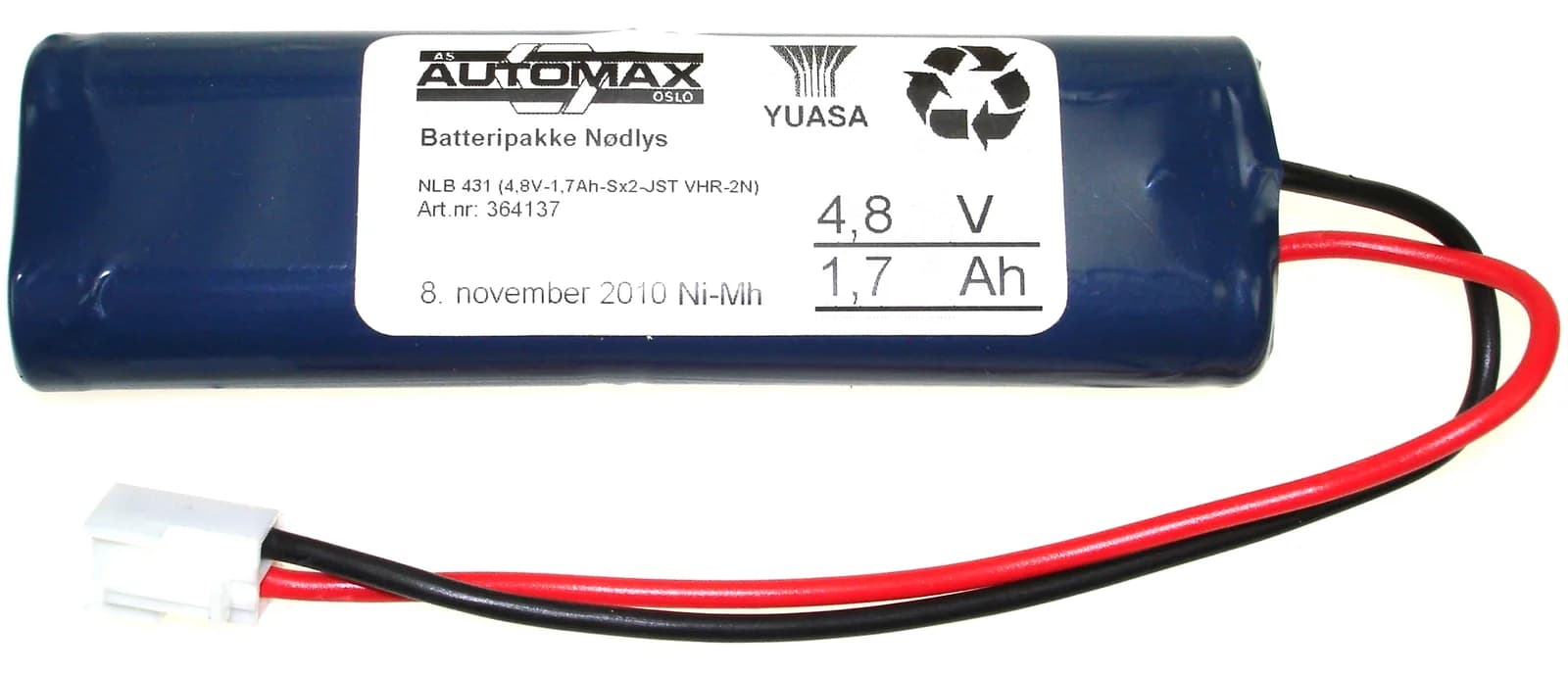 NLB 431 (4,8V-1,7Ah-Sx2-Plugg 13) – bilde 1 av 3