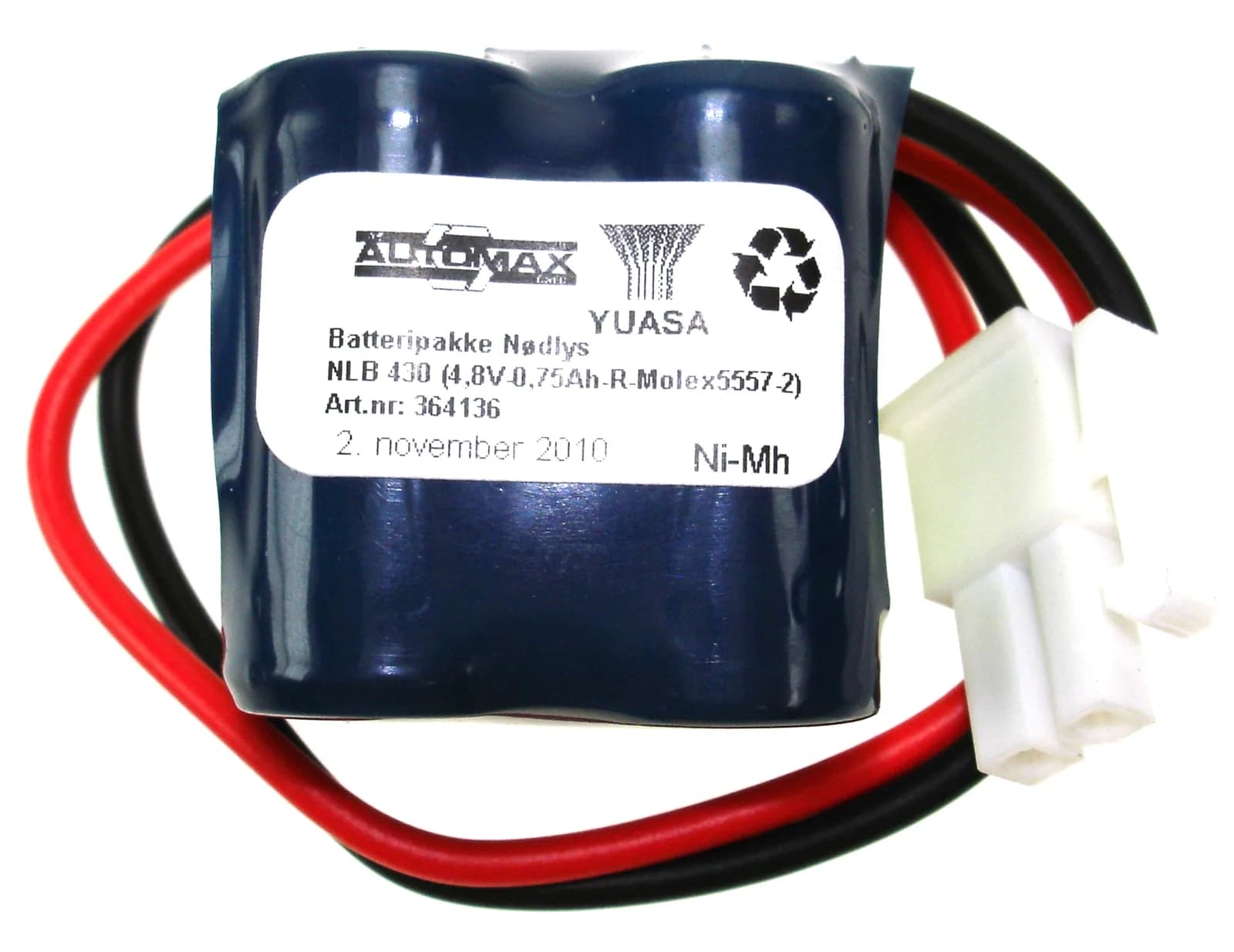 NLB 430 (4,8V-1,0Ah-R2-Plugg 12 polvent) – bilde 1 av 2