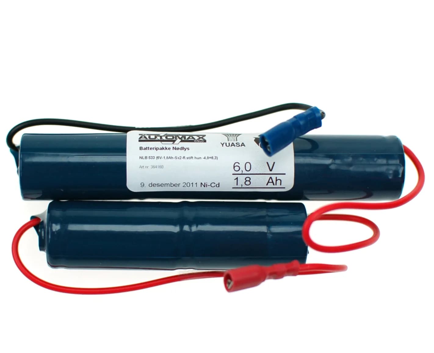 NLB 533 (6V-1,8Ah-Sx2-fl.stift hun -4,8+6,3) – bilde 1 av 3