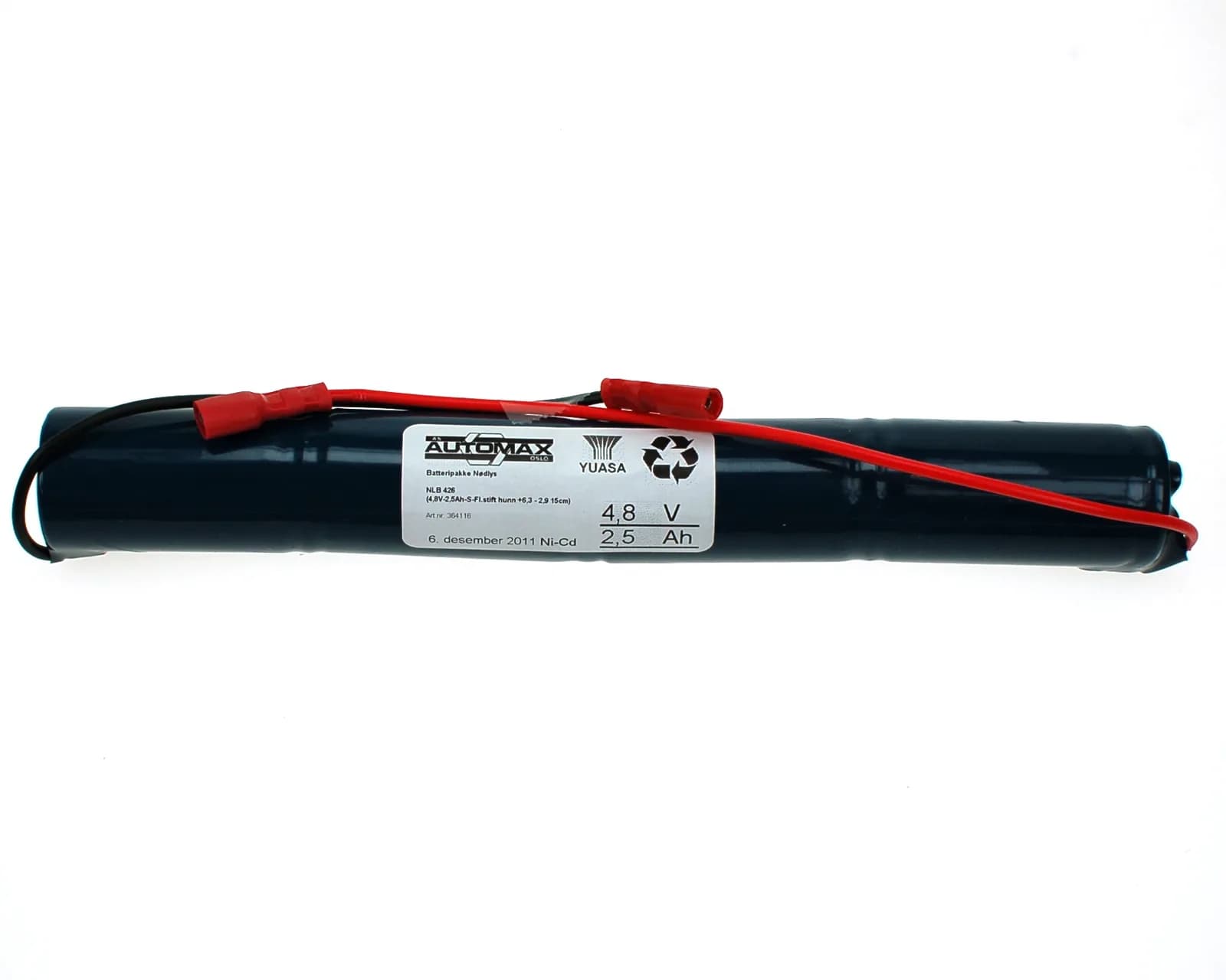 NLB 426 (4,8V-2,5Ah-S-Fl.stift hunn +6,3 - 2,9 15cm) – bilde 1 av 3
