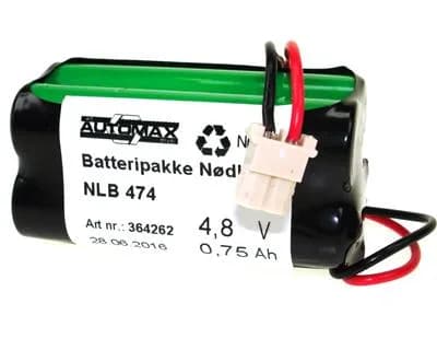 NLB 474 (4,8V0,75Ah-2R-Plugg 34) – bilde 1 av 3