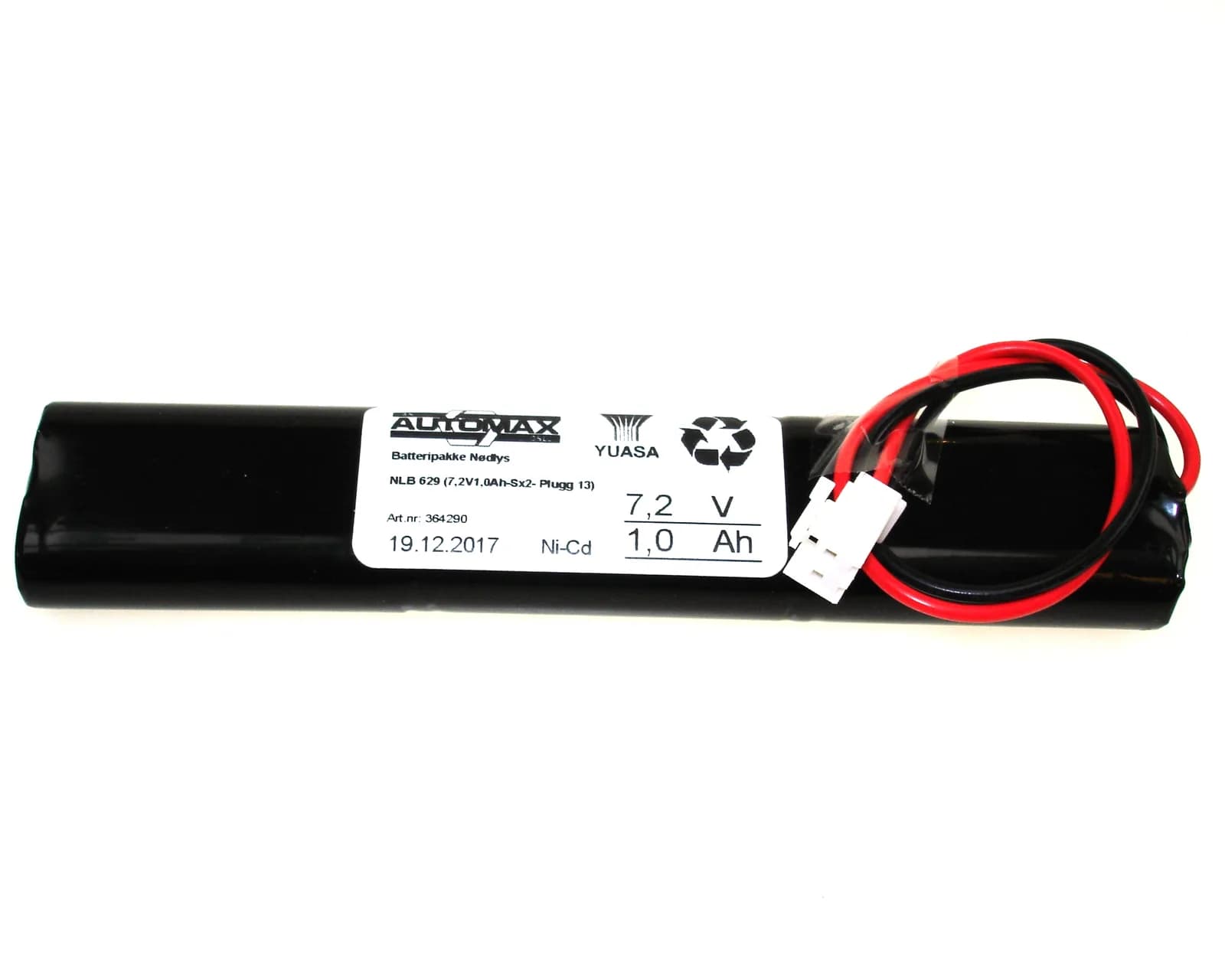 NLB 629 (7,2V1,0Ah-Sx2-Plugg 13) – bilde 1 av 3