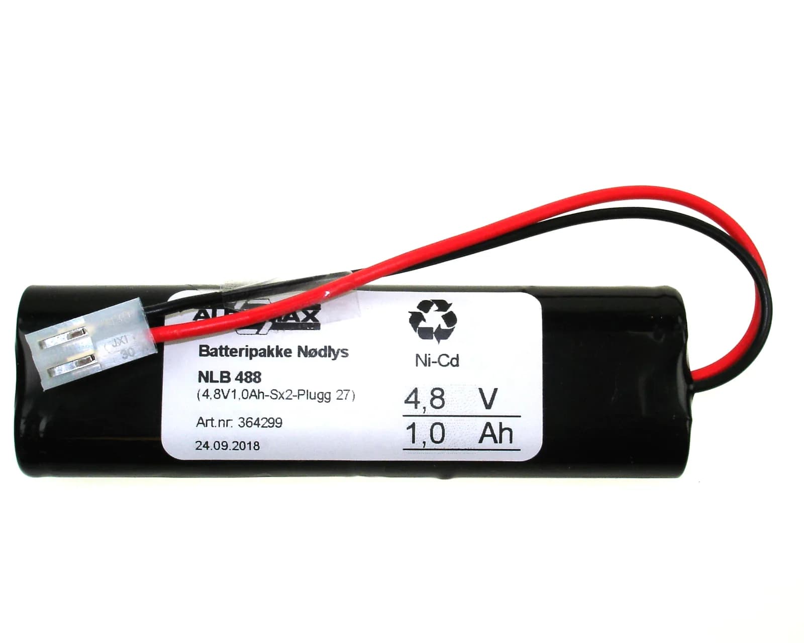 NLB 488 (4,8V-1,0Ah-2xS-Plugg 27) – bilde 1 av 2
