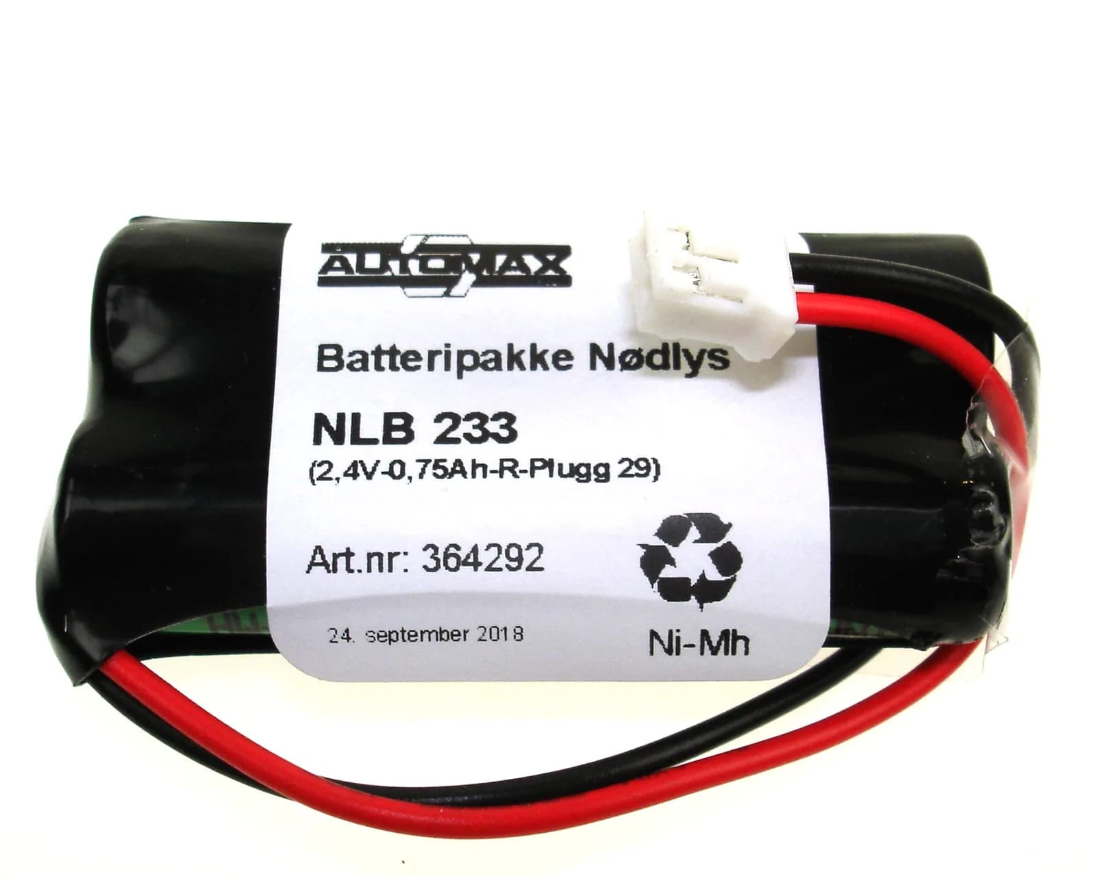 NLB 233 (2,4V-0,75 Ah-R-Plugg 29) – bilde 1 av 2
