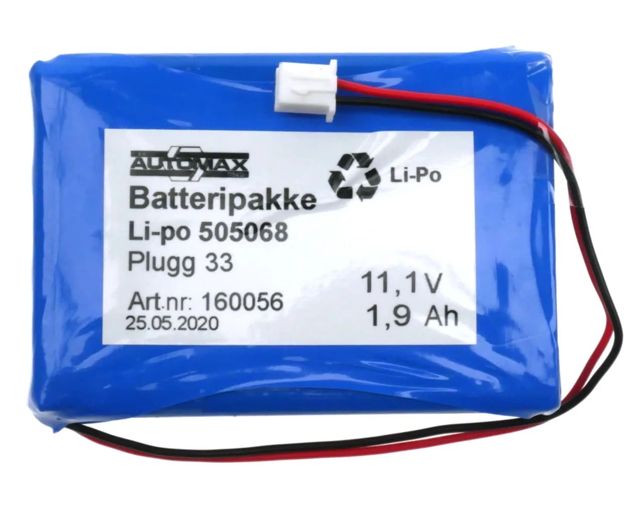 Li-po 505068 11.1V 1,9Ah-Plugg 33 – bilde 1 av 3