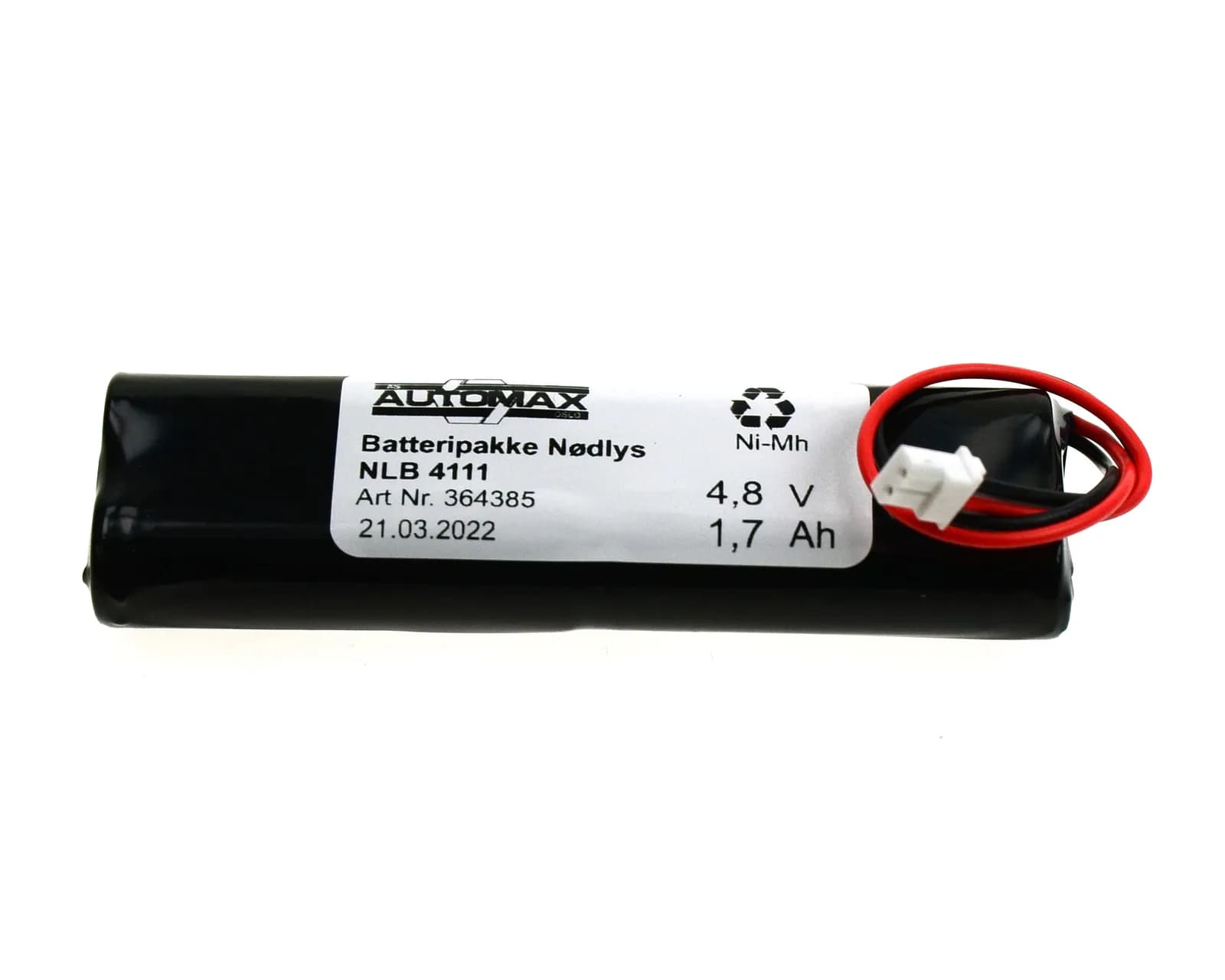NLB 4111 (4,8V1,7AH-SX2-PLUGG 34) – bilde 1 av 2
