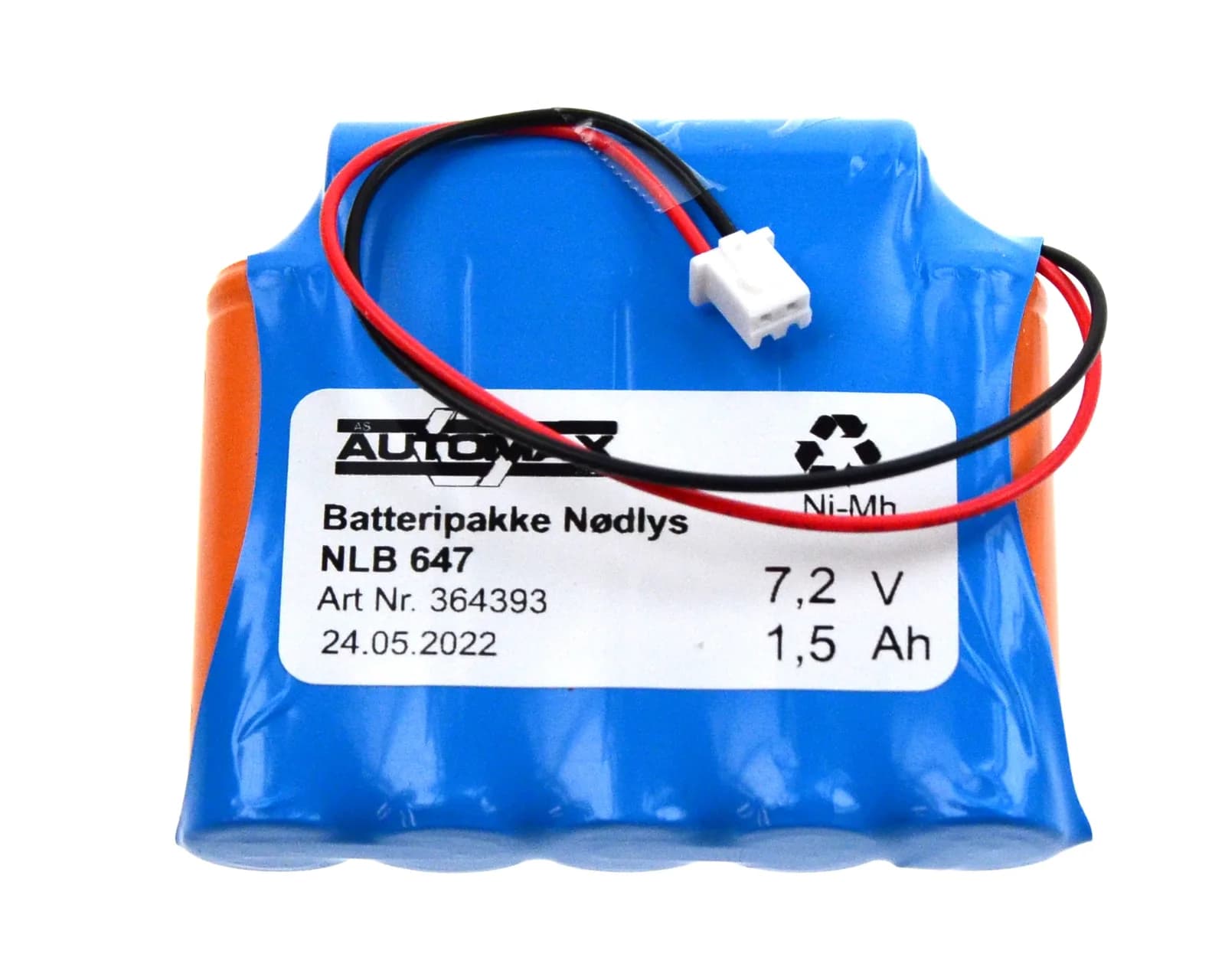 NLB 647 (7,2V-1,5Ah-R+1-Plugg 33) – bilde 1 av 2