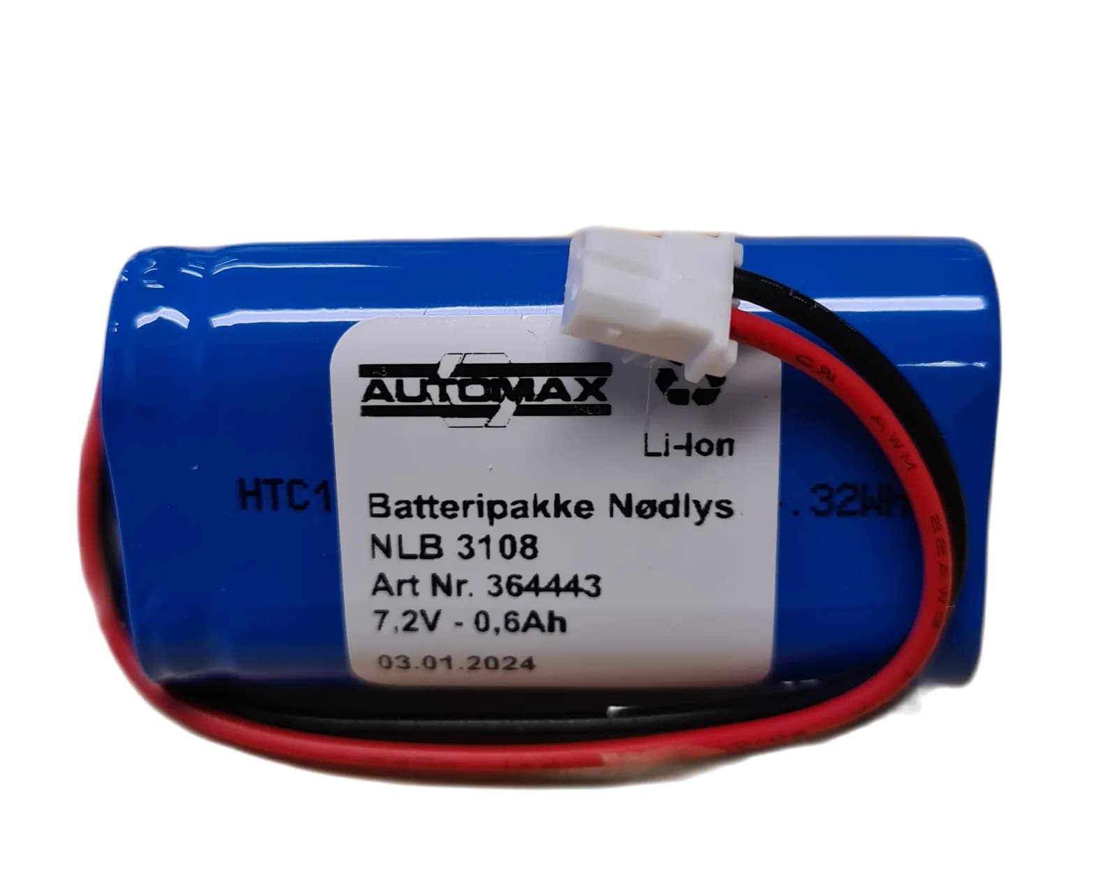 NLB 3108 (7,2V-0,6Ah-R-trekant-Plugg 34) – bilde 1 av 2